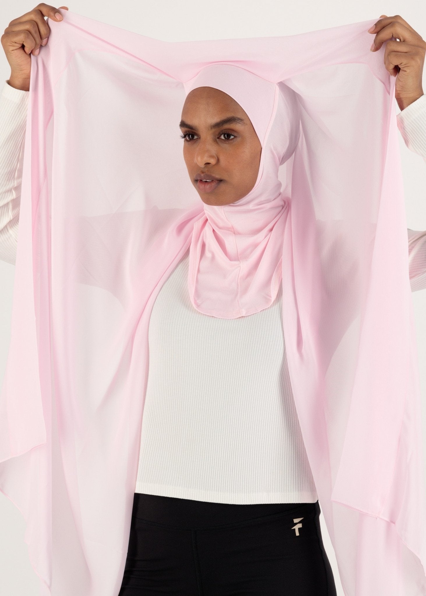 Chiffon Hijab With Stitched full Neck Cotton Undercap | Instant Hijab | Pale Rose - MOLLTE