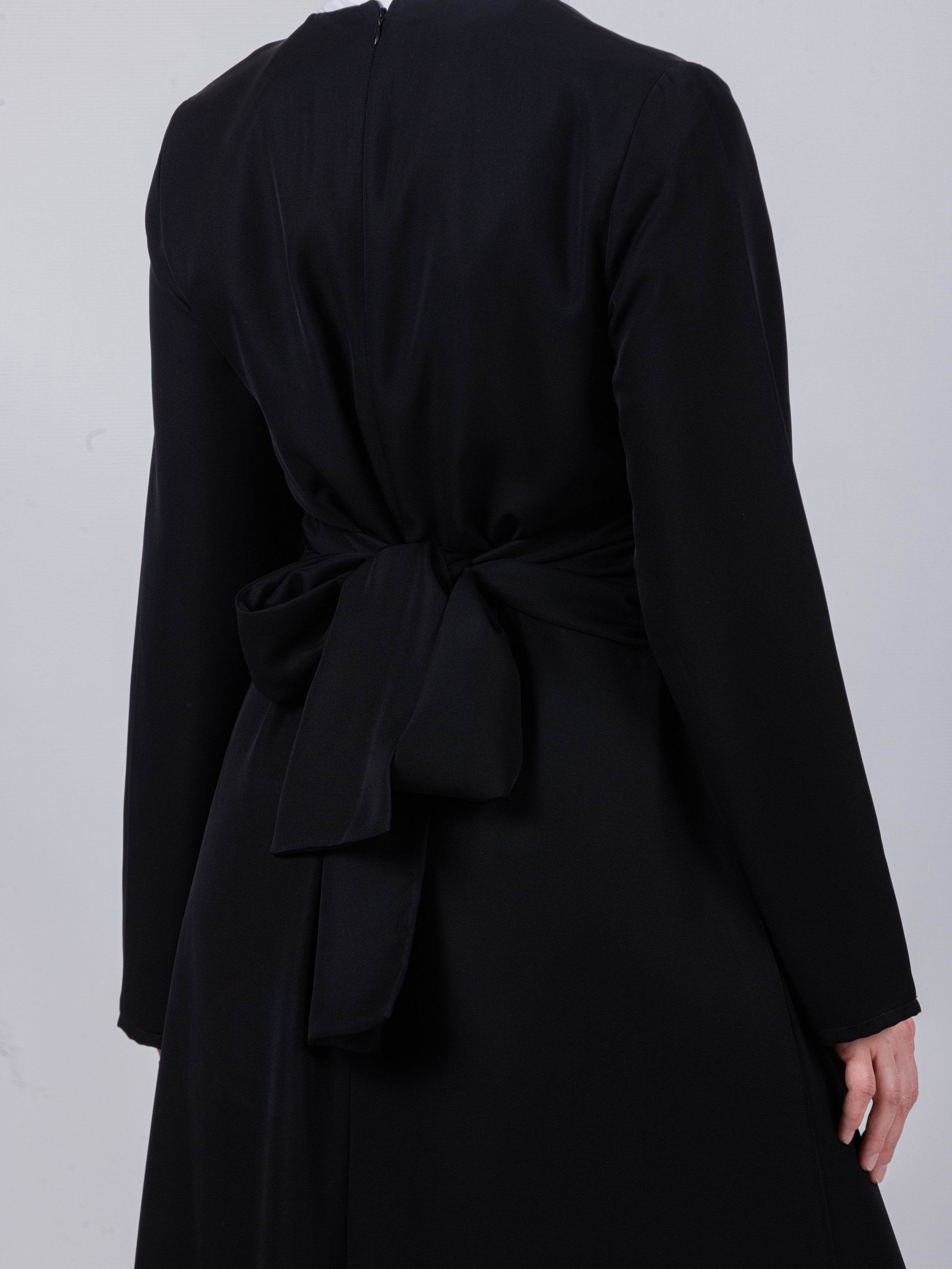 Tie Waist Maxi Dress - Black