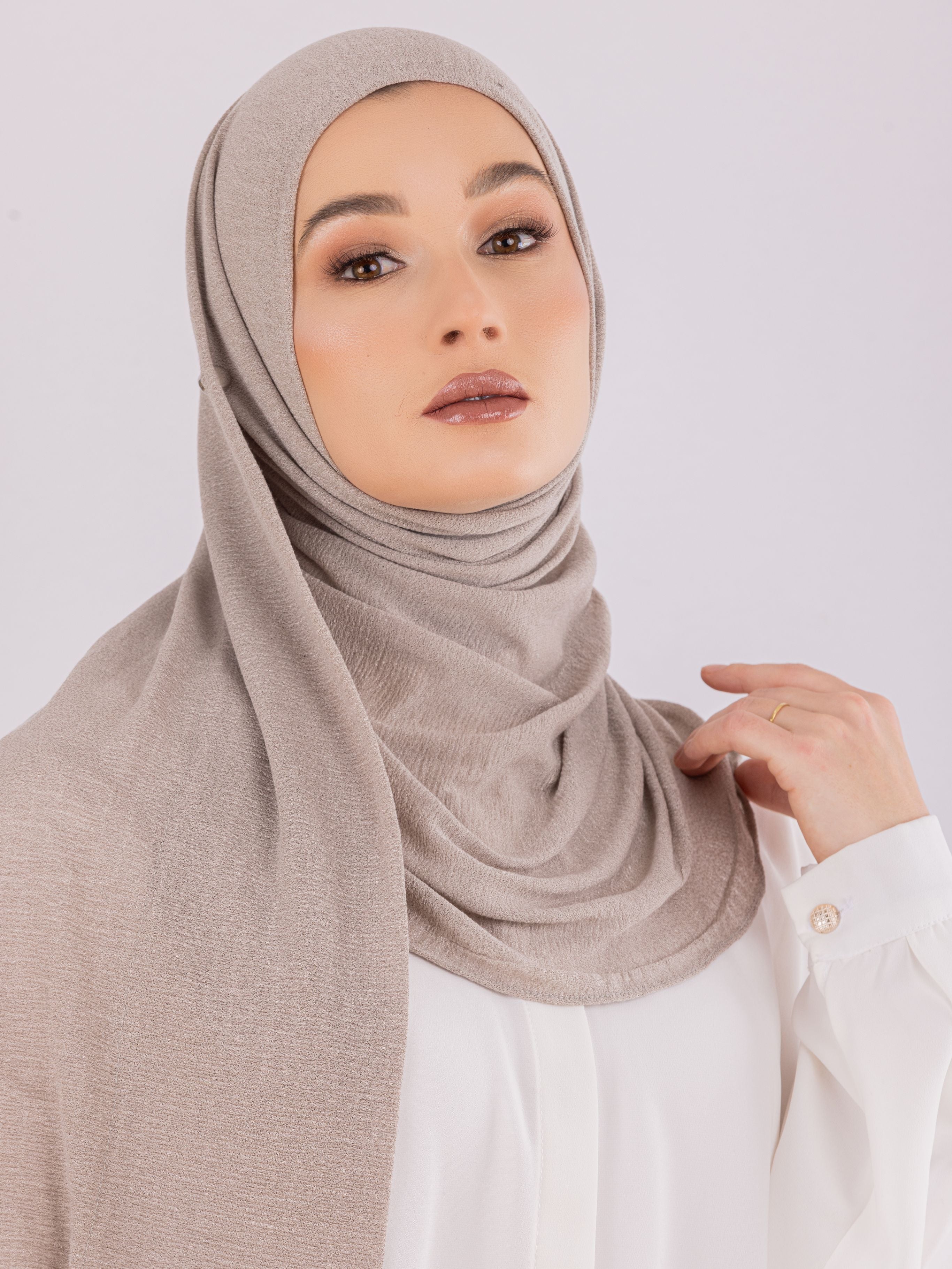 Malaysian Crush Cotton | Stitched from Side | Warm Taupe