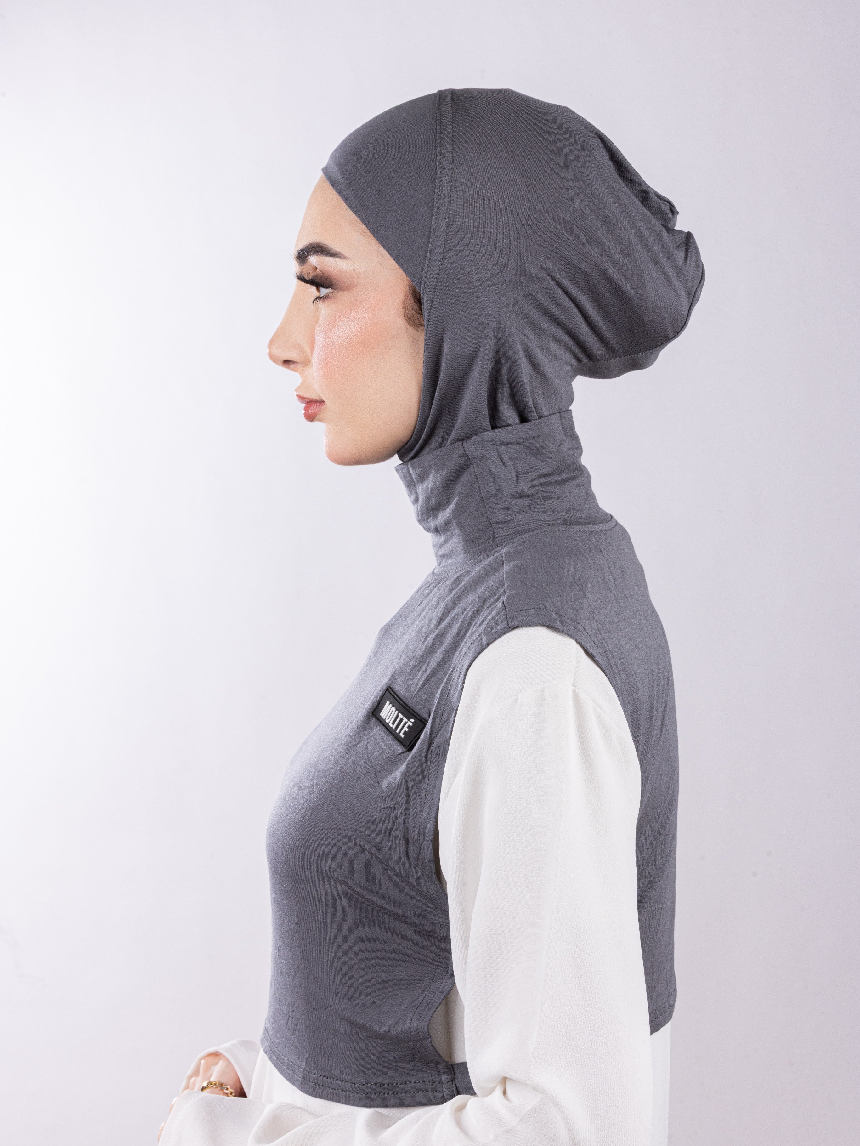 Matching Set - Full Top Collar  & Full Coverage undercap | Muted Grey ( 2 Pcs )