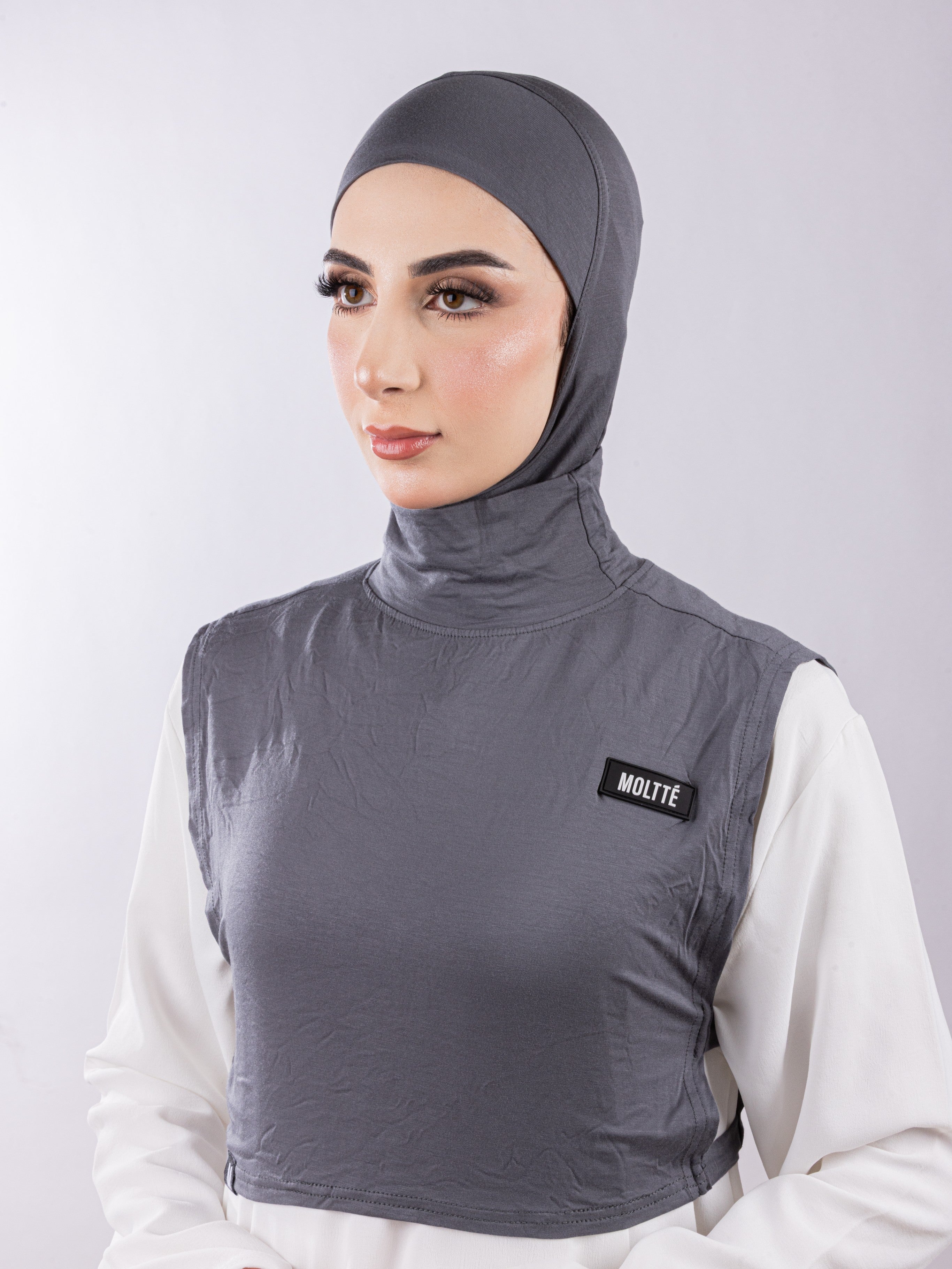 Matching Set - Full Top Collar  & Full Coverage undercap | Muted Grey ( 2 Pcs )
