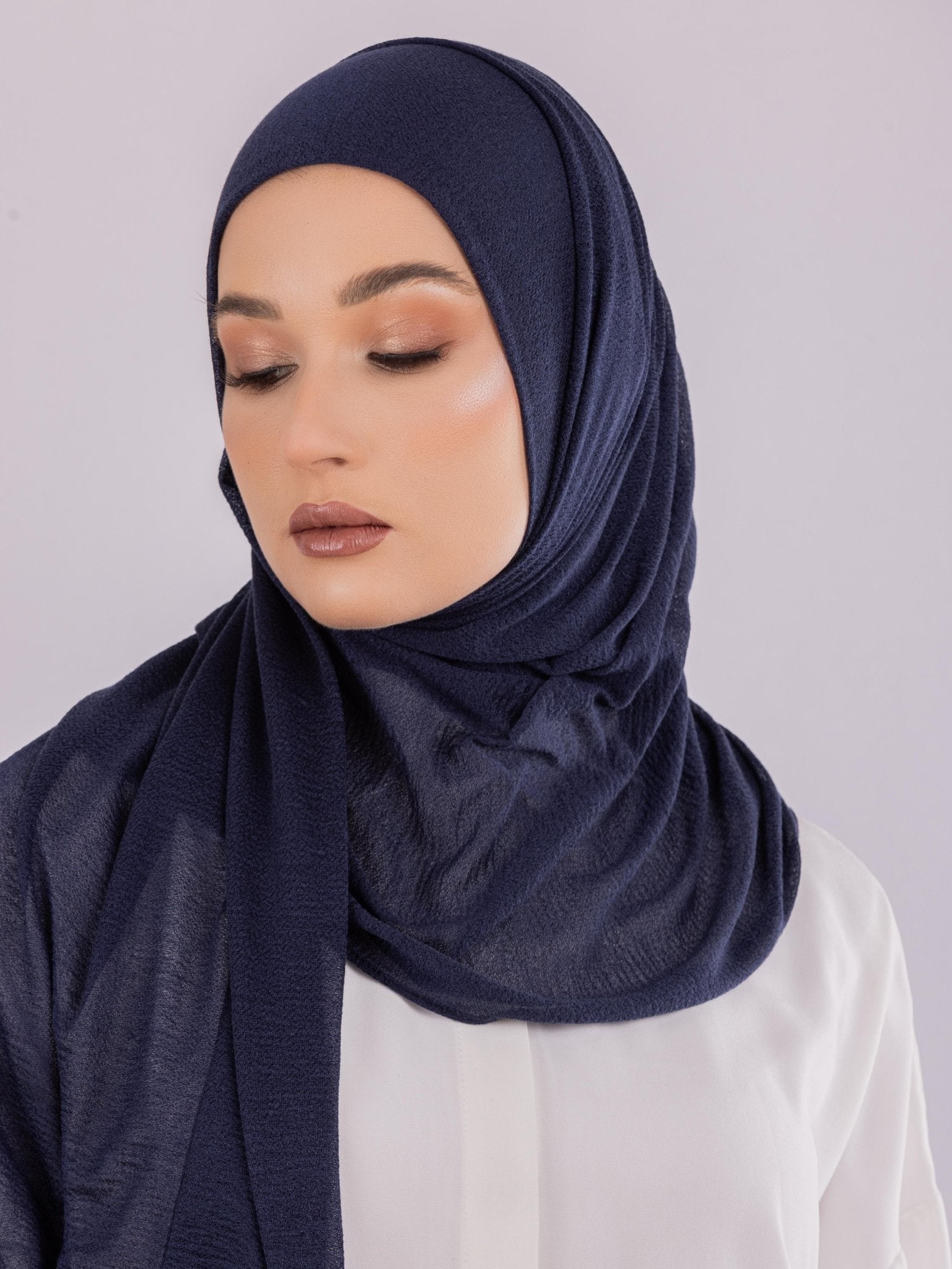Easy To Wear Design | Malaysian Crush Cotton | Navy Blue - MOLTTE