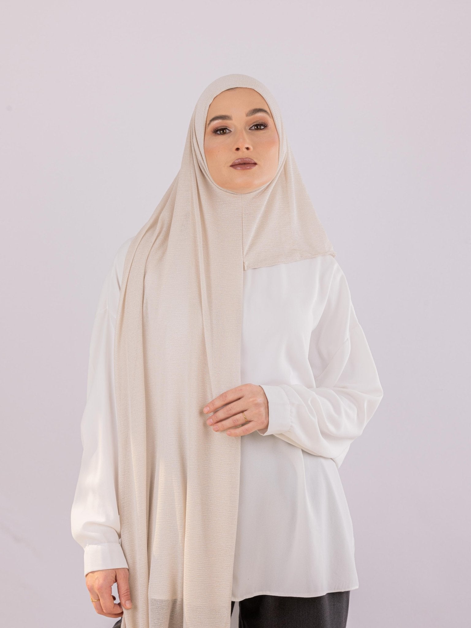 Easy To Wear Design | Malaysian Crush Cotton | Pale Beige - MOLTTE