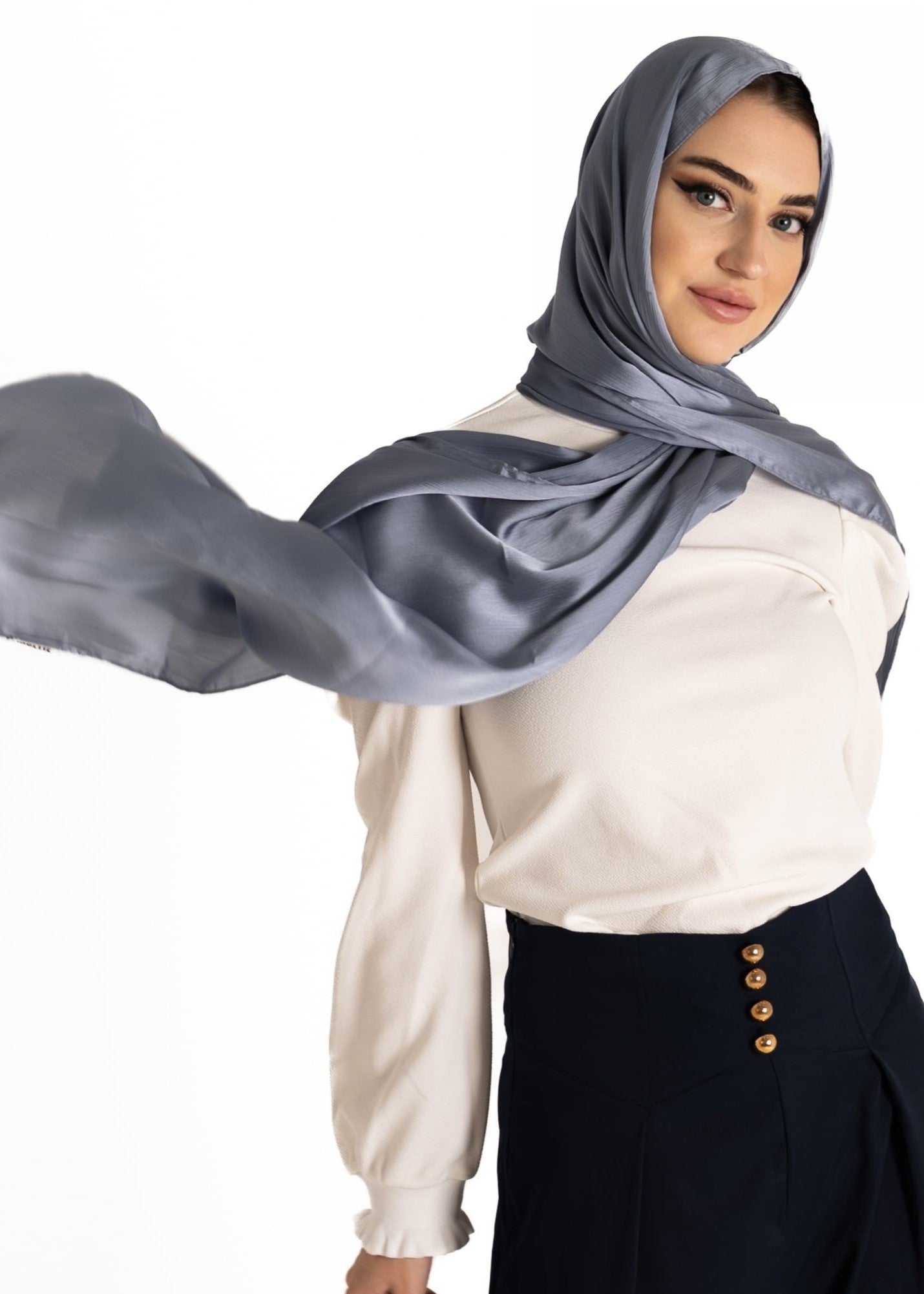 Premuim Crinkle Satin Hijab | Taupe - MOLLTE