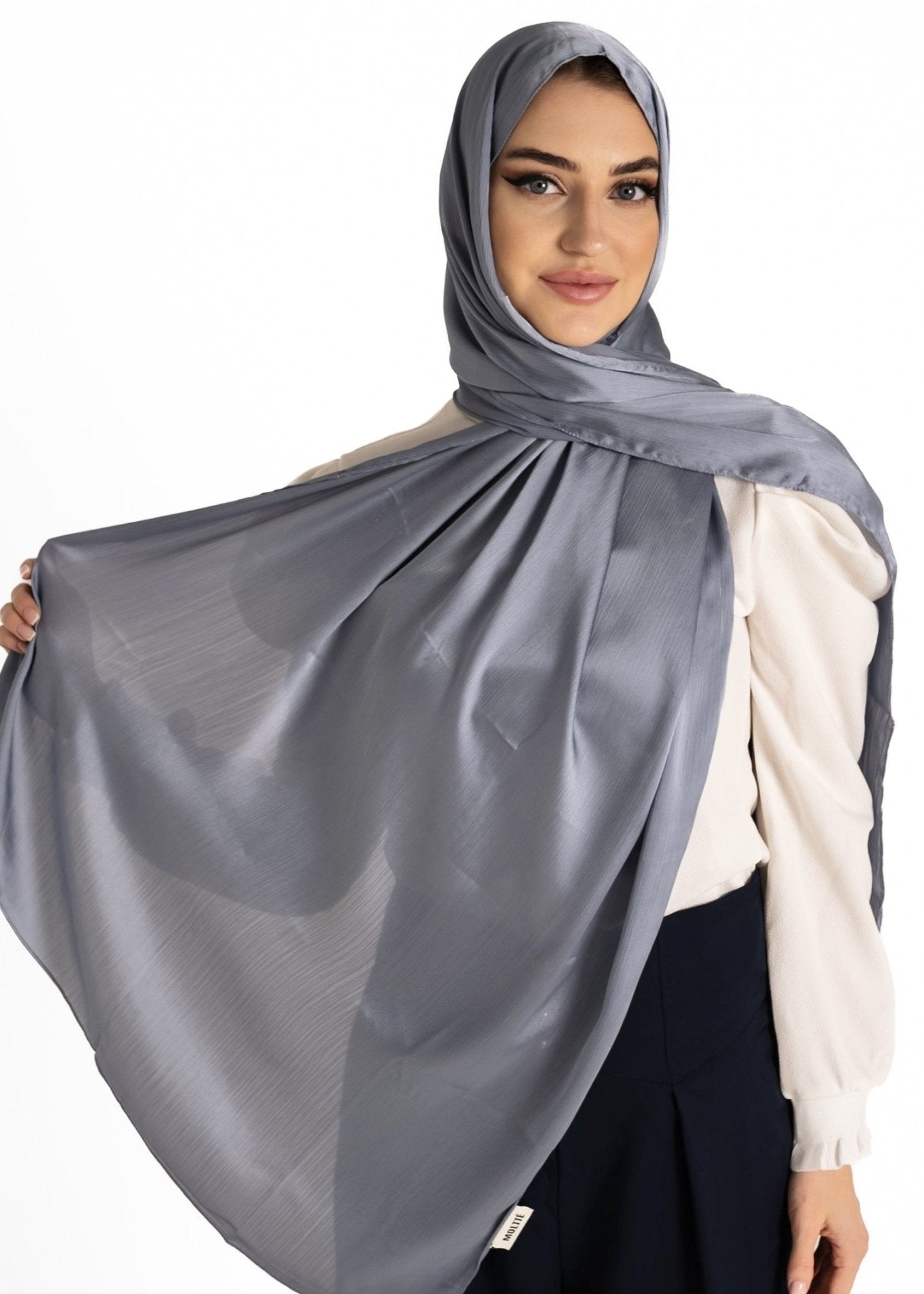 Premuim Crinkle Satin Hijab | Taupe - MOLLTE